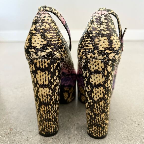 Jeffrey Campbell Okurr Purple Yellow Snake Combo Platform Pumps - Picture 5 of 9